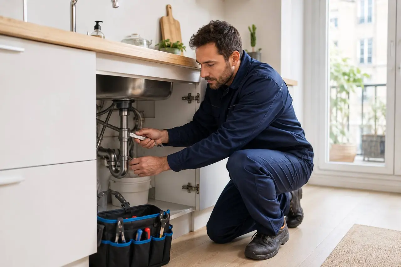 Technicien plombier en intervention